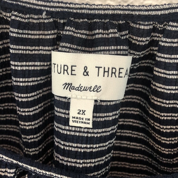 Madewell Blue White Stripe Peasant Top - Picture 4 of 7